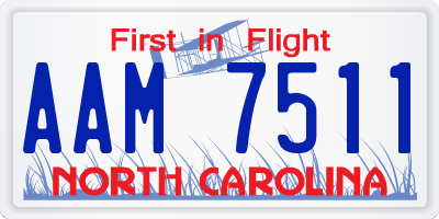 NC license plate AAM7511