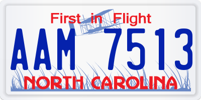 NC license plate AAM7513