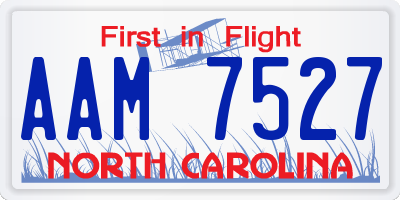 NC license plate AAM7527