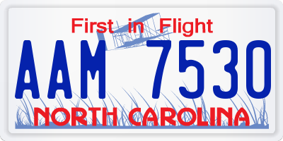 NC license plate AAM7530