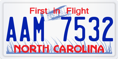 NC license plate AAM7532