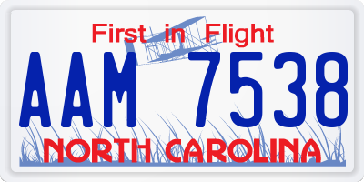 NC license plate AAM7538