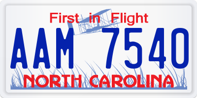 NC license plate AAM7540
