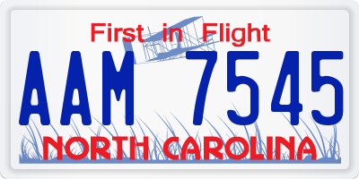 NC license plate AAM7545