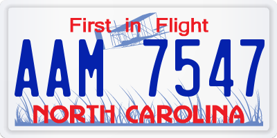 NC license plate AAM7547