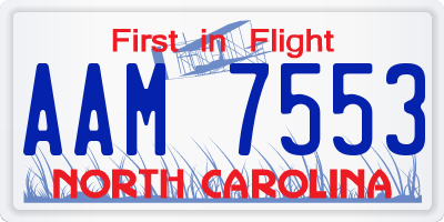 NC license plate AAM7553
