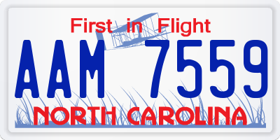 NC license plate AAM7559