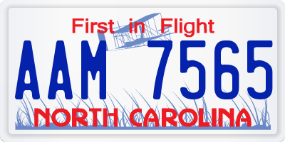 NC license plate AAM7565