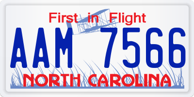NC license plate AAM7566