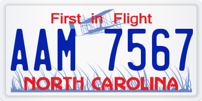 NC license plate AAM7567