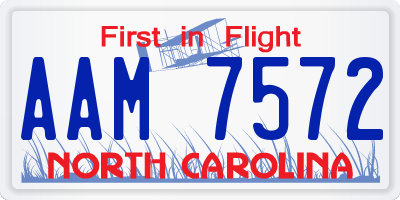 NC license plate AAM7572