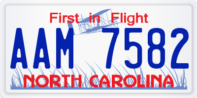 NC license plate AAM7582