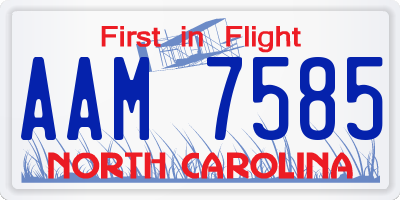 NC license plate AAM7585
