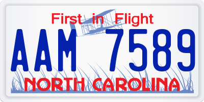 NC license plate AAM7589