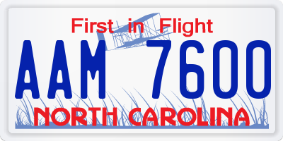 NC license plate AAM7600