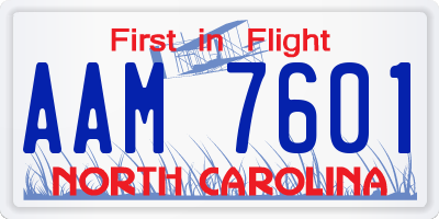 NC license plate AAM7601