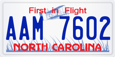 NC license plate AAM7602