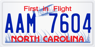NC license plate AAM7604