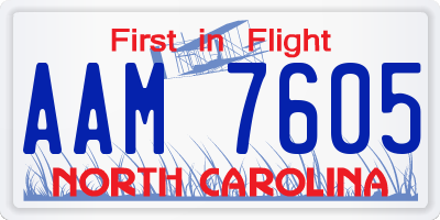 NC license plate AAM7605