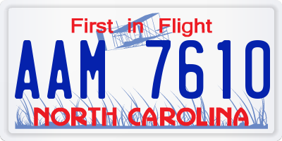 NC license plate AAM7610