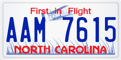 NC license plate AAM7615