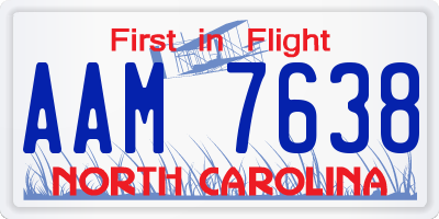 NC license plate AAM7638