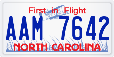 NC license plate AAM7642