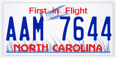 NC license plate AAM7644