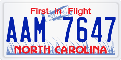 NC license plate AAM7647