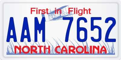 NC license plate AAM7652