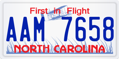 NC license plate AAM7658