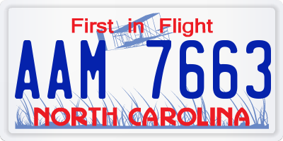 NC license plate AAM7663