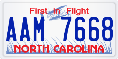 NC license plate AAM7668