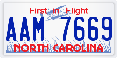 NC license plate AAM7669