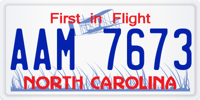 NC license plate AAM7673