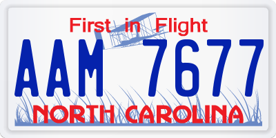 NC license plate AAM7677