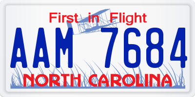 NC license plate AAM7684