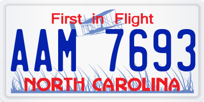 NC license plate AAM7693