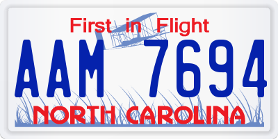 NC license plate AAM7694