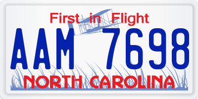 NC license plate AAM7698