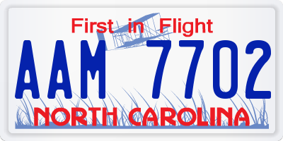 NC license plate AAM7702