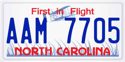 NC license plate AAM7705