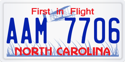 NC license plate AAM7706