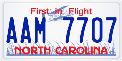 NC license plate AAM7707