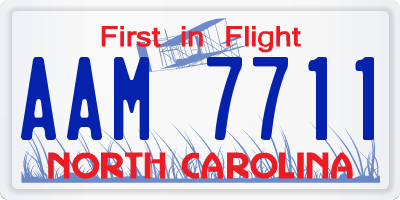 NC license plate AAM7711