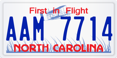 NC license plate AAM7714