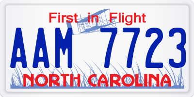 NC license plate AAM7723