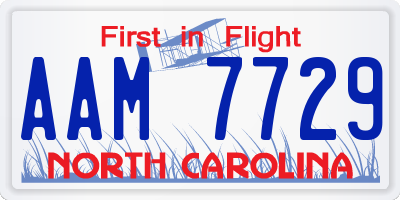 NC license plate AAM7729