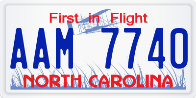 NC license plate AAM7740