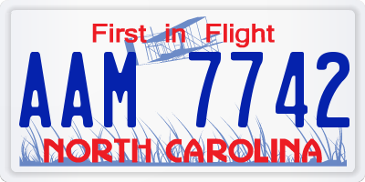 NC license plate AAM7742